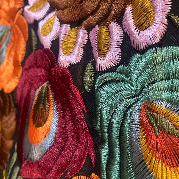 nwt jacket Boho Floral Embroidery - faded black denim jean charcoal coat flowers - Picture 5 of 16